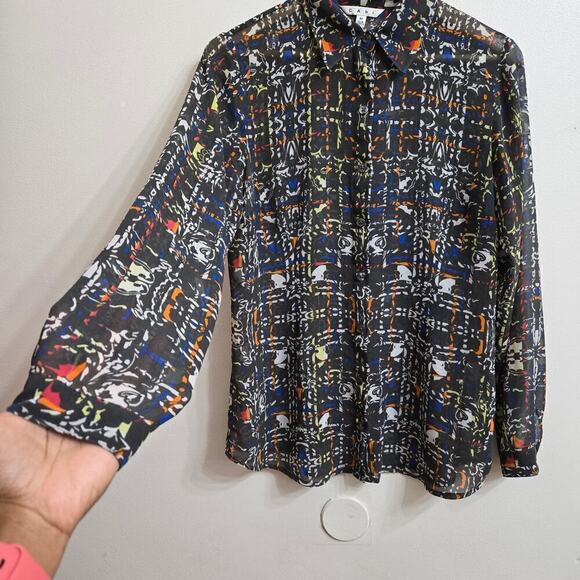 CABI Festival Boho Sheer Button Up Blouse Medium - Picture 3 of 11
